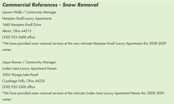Commercial References - Snow Removal