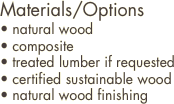Materials/Options